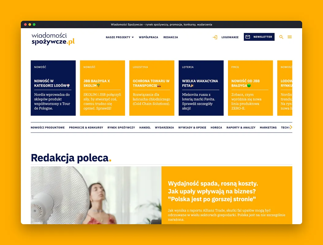 mockup wiadomości spożywcze rynek spożywczy branża retail