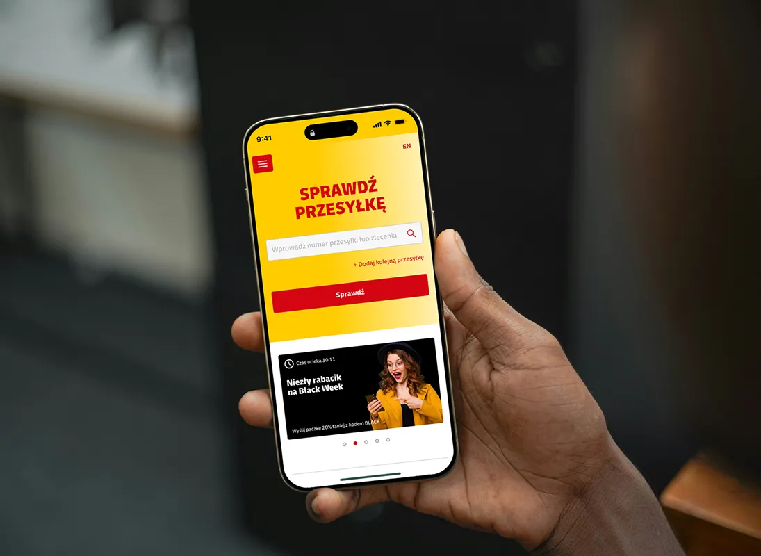 DHL app in phone screen