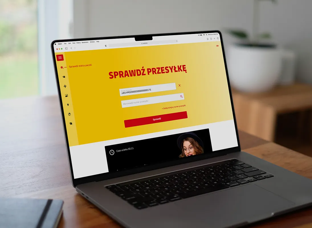 dhl mockup laptop sprawdź przesyłkę funkcja
