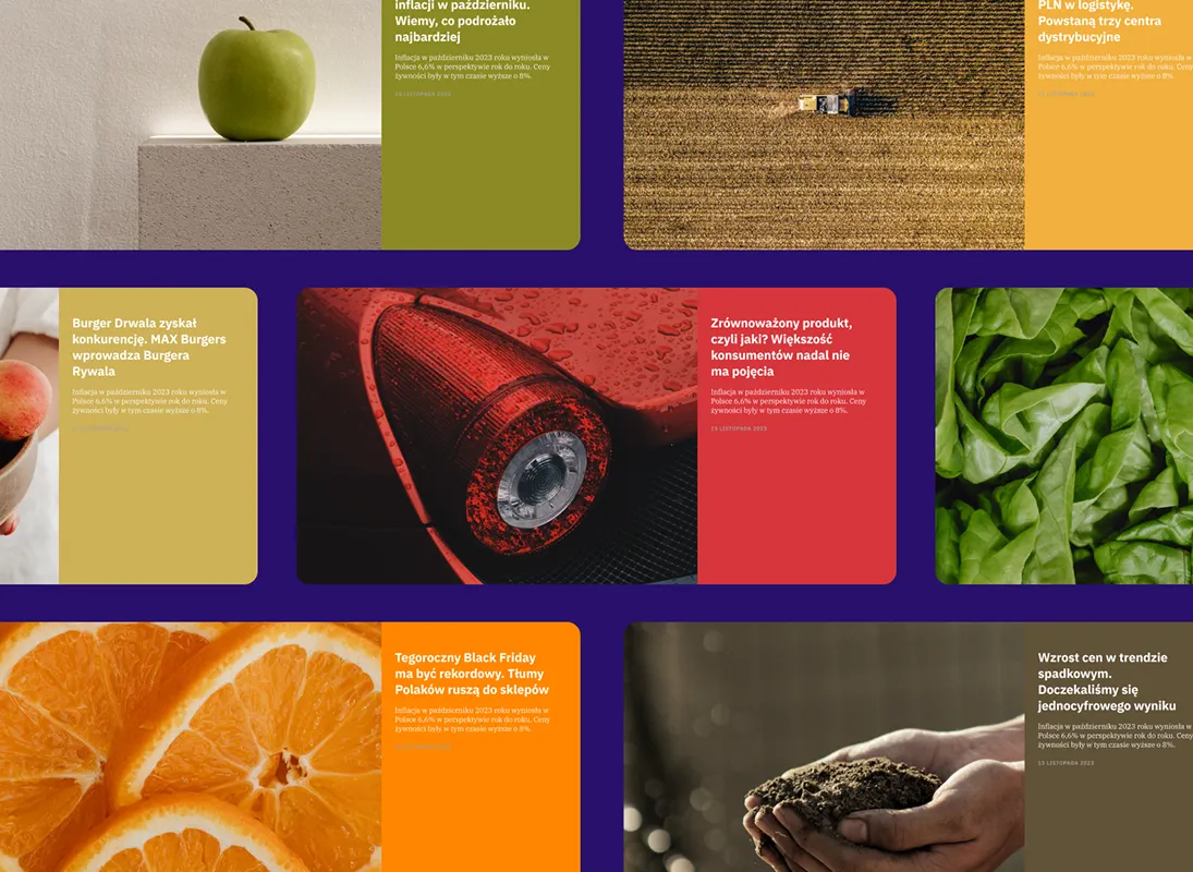wiadomości spożywcze website layout shown