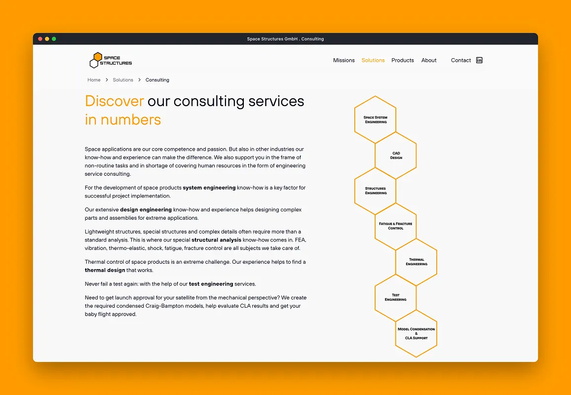 mockup space structures website consulting